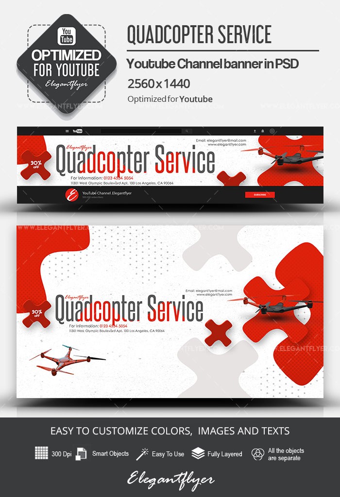 Service de quadricoptère Youtube by ElegantFlyer