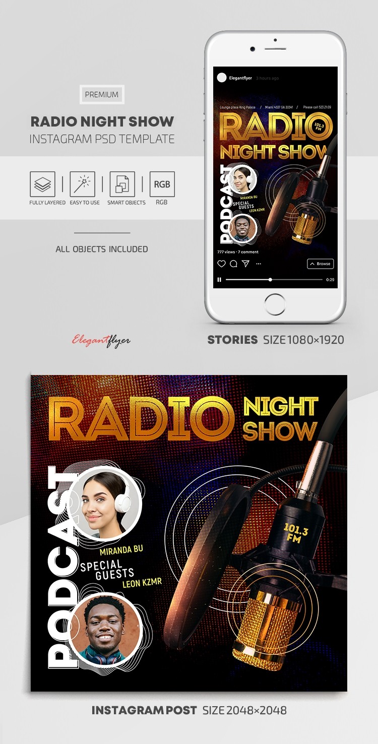 Programa noturno de rádio Instagram by ElegantFlyer