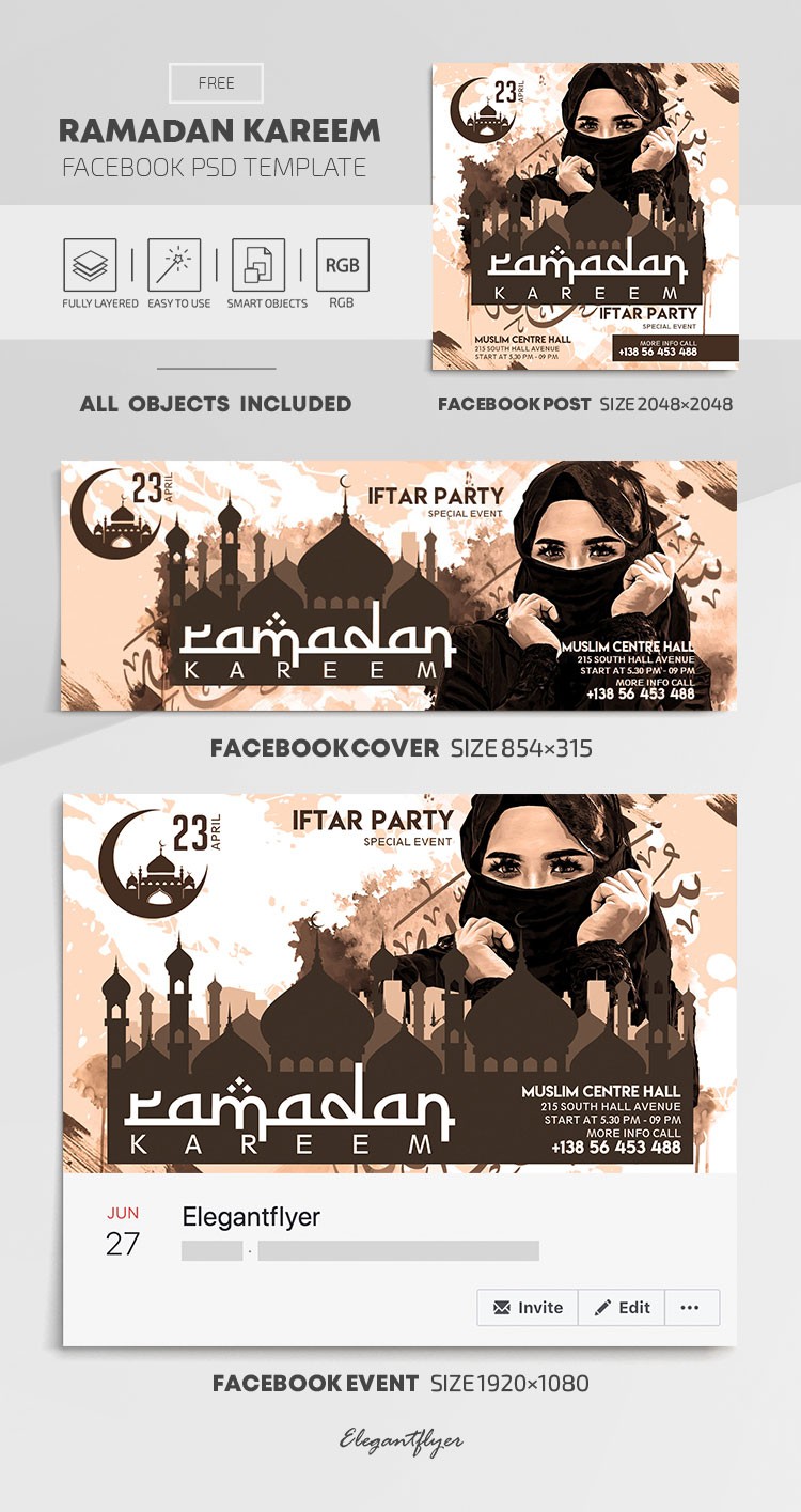 Ramadan Kareem Facebook → Joyeux Ramadan Facebook by ElegantFlyer