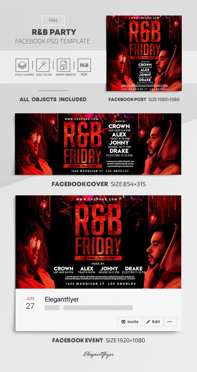 R&B Party Facebook -> Impreza R&B na Facebooku by ElegantFlyer