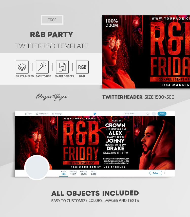 R&B Party Twitter by ElegantFlyer