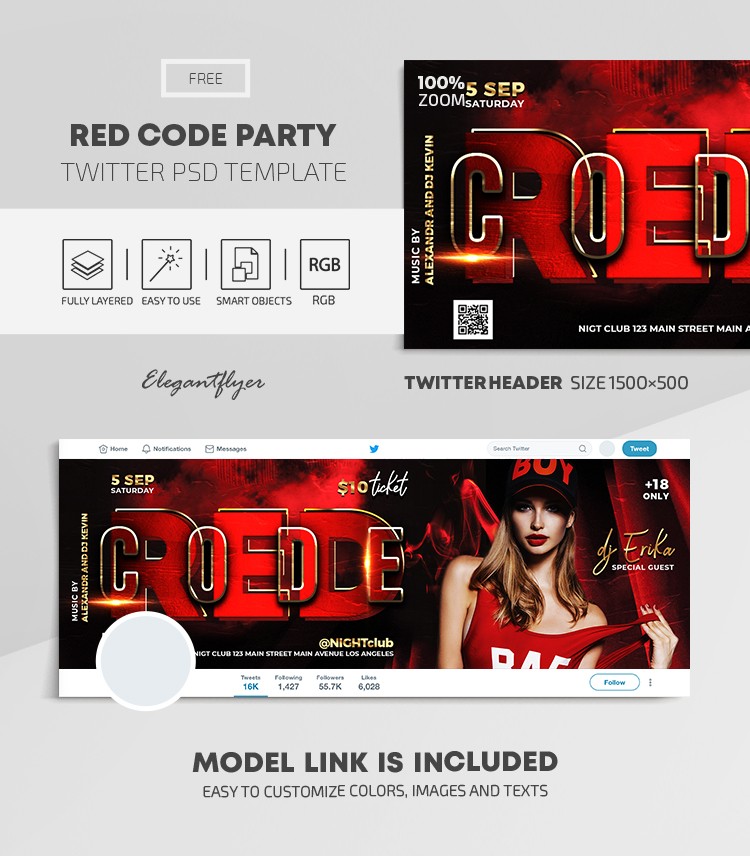 Red Code Party Twitter by ElegantFlyer