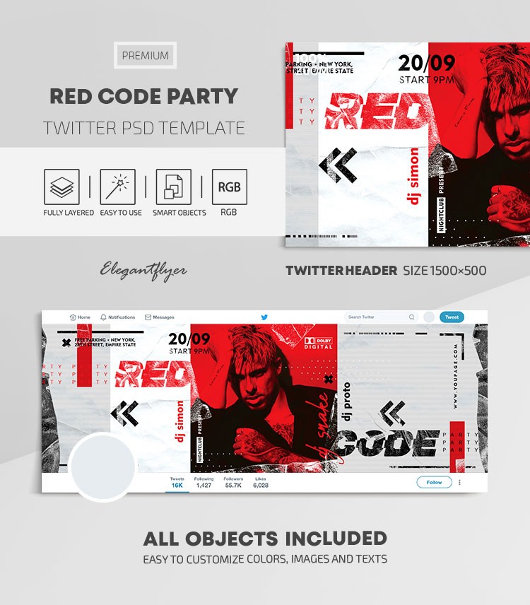 Red Code Party Twitter by ElegantFlyer