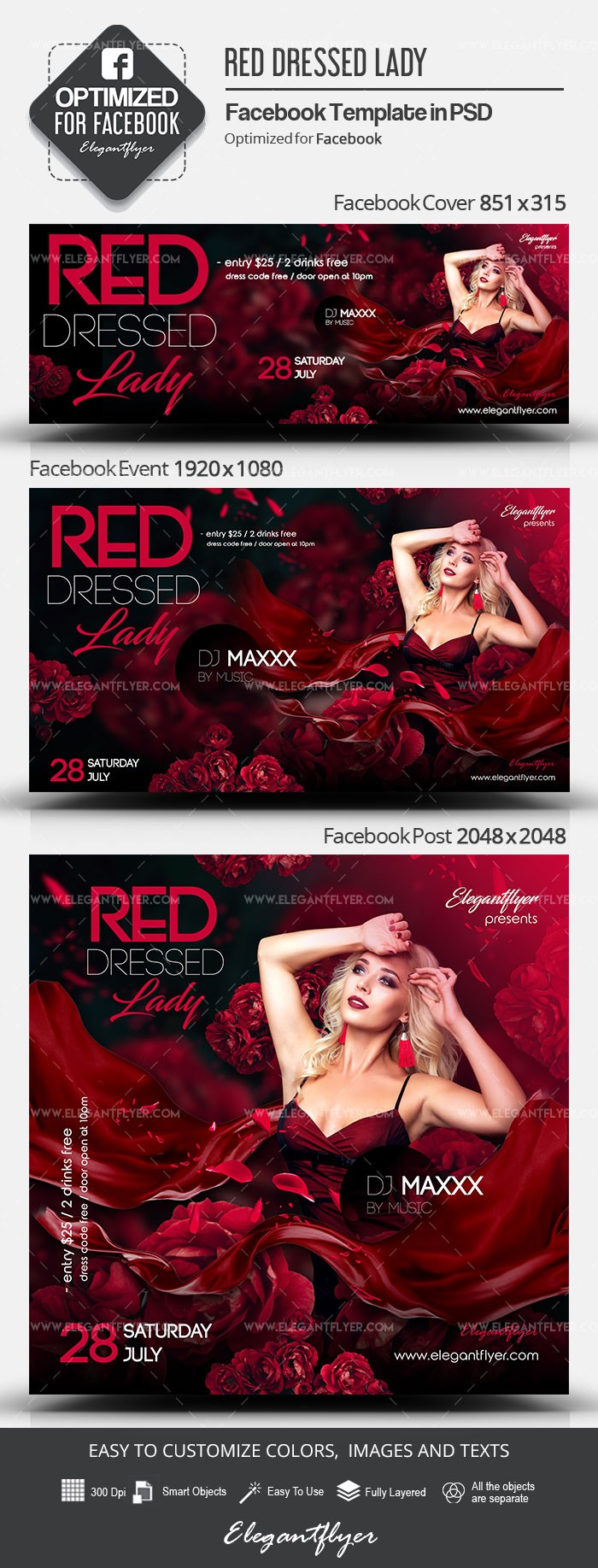Red Dressed Lady Facebook by ElegantFlyer