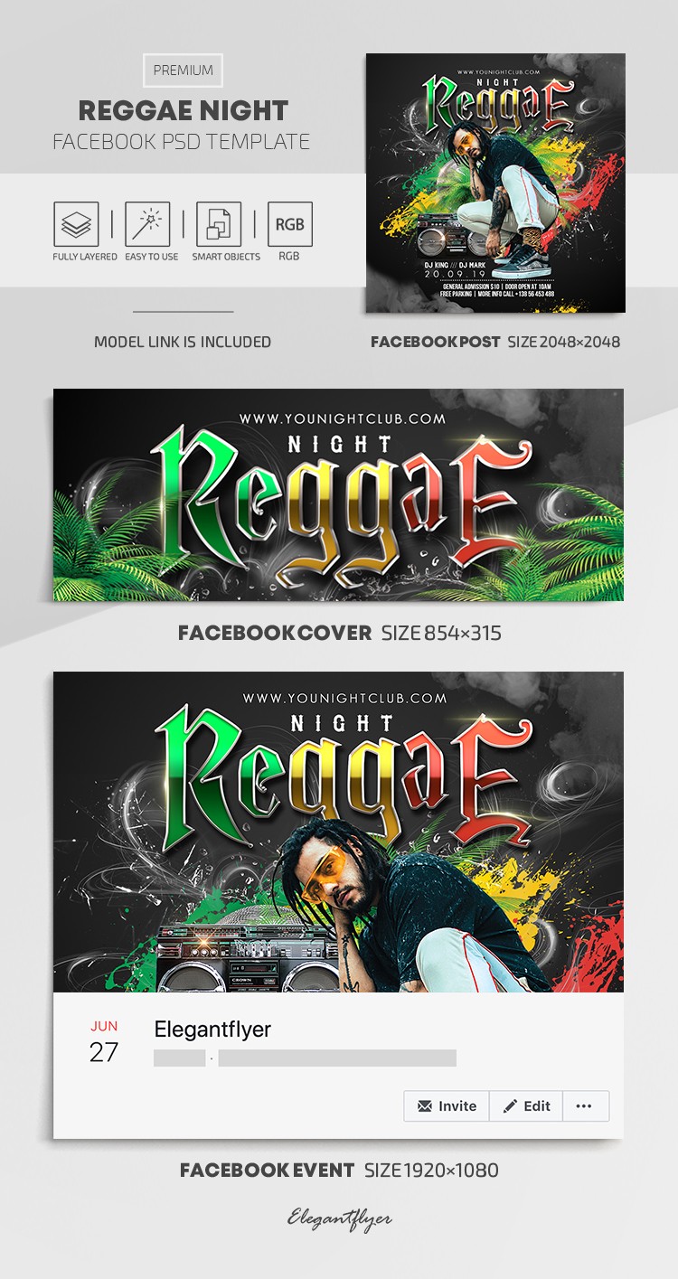 Noite de Reggae no Facebook by ElegantFlyer