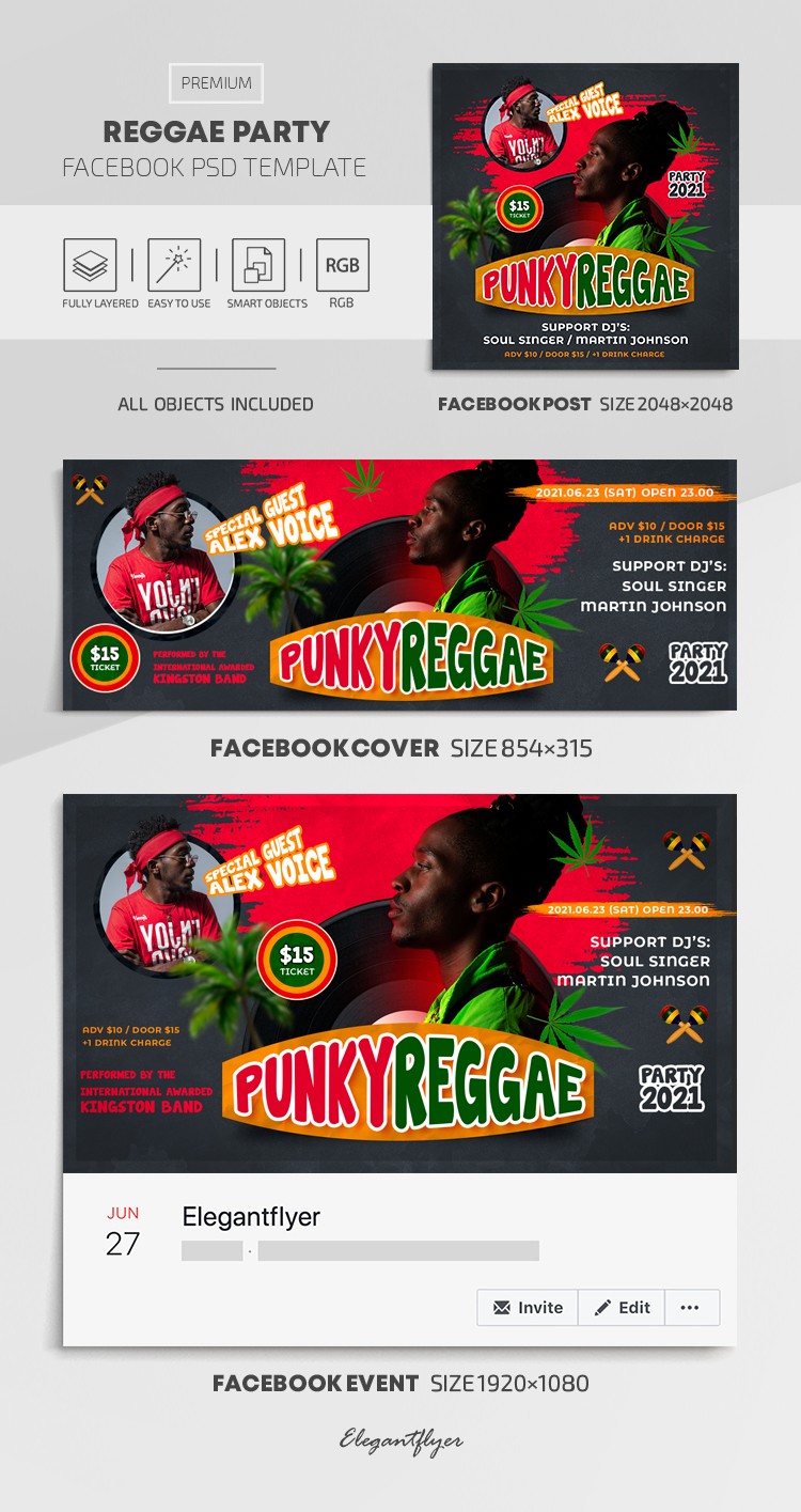 Festa de Reggae no Facebook by ElegantFlyer