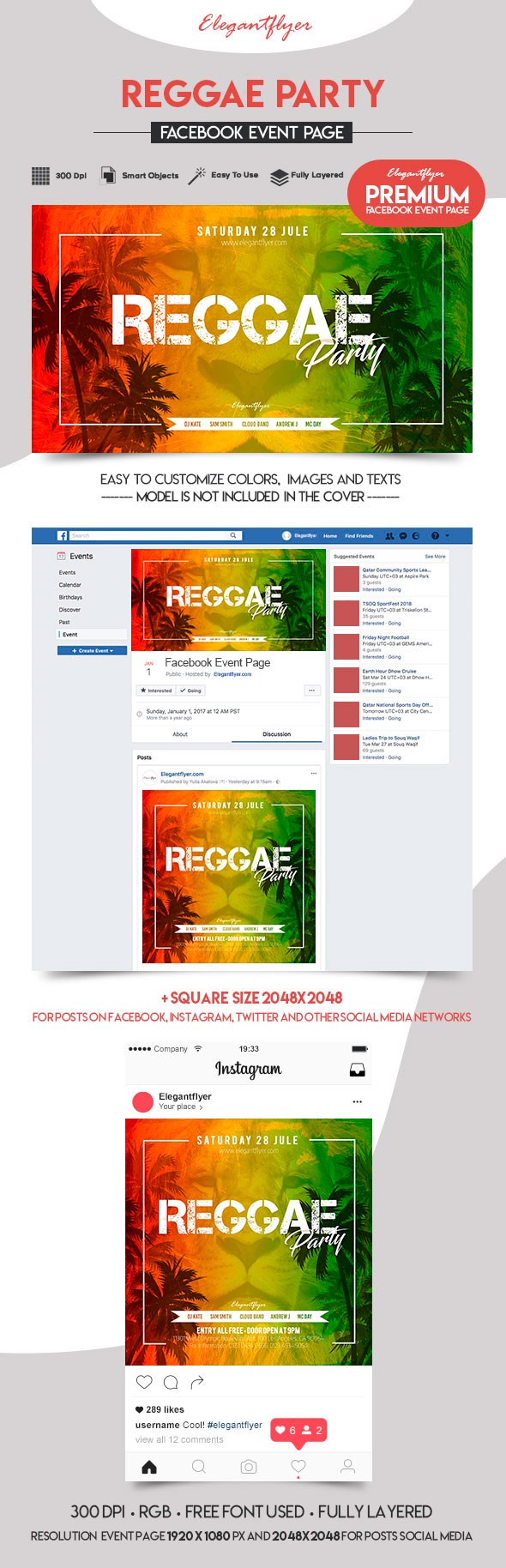 Festa de Reggae no Facebook by ElegantFlyer