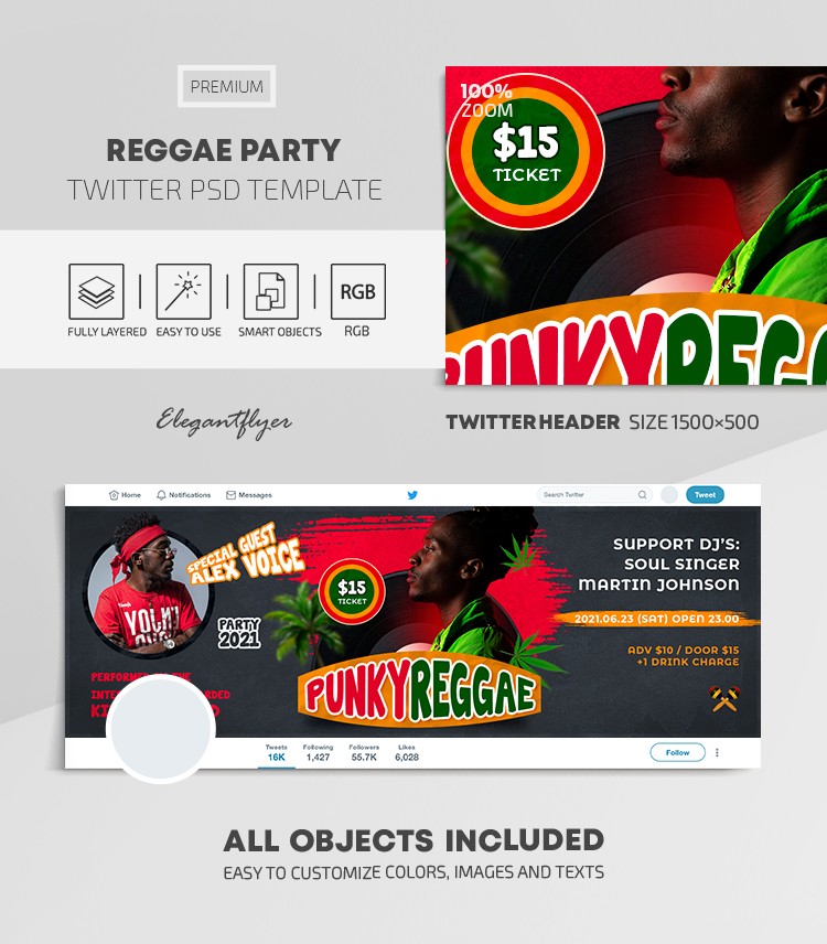 Reggae Party Twitter by ElegantFlyer