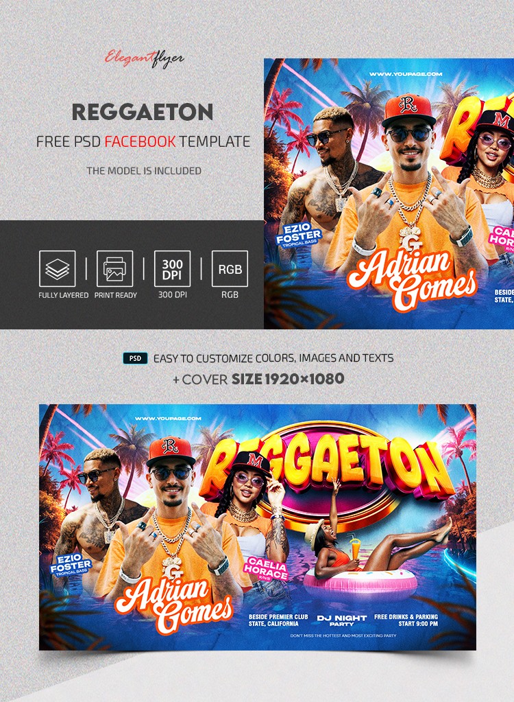 Publication Facebook de la Nuit du Dj Reggaeton by ElegantFlyer