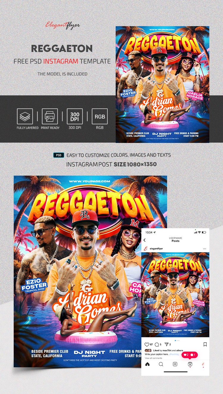 Reggaeton Dj Nuit Instagram Post by ElegantFlyer