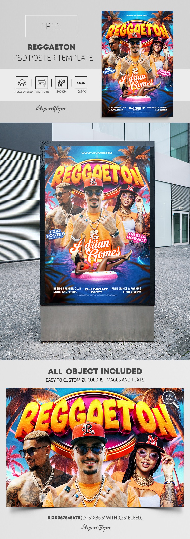 Cartaz da Noite do Dj de Reggaeton by ElegantFlyer