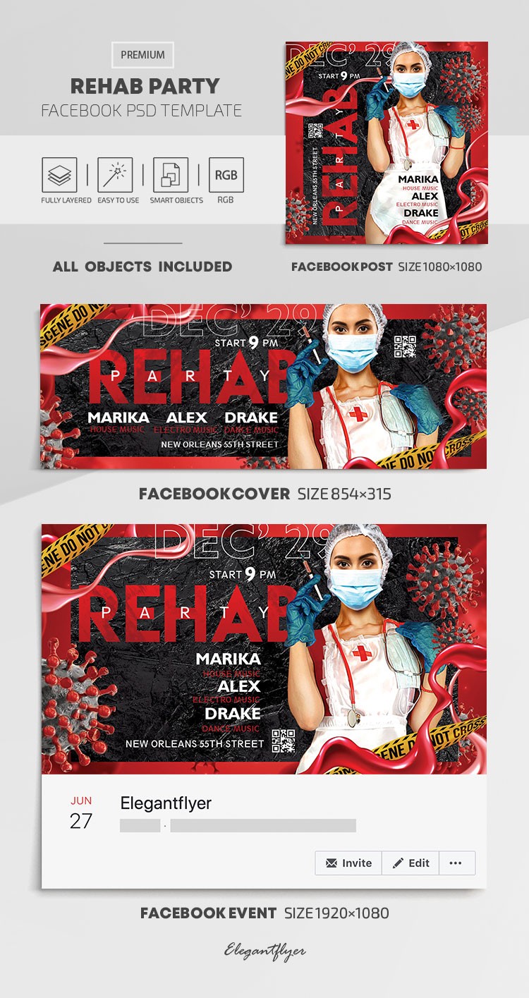Rehab Party Facebook -> Rehabilitacyjna impreza na Facebooku by ElegantFlyer
