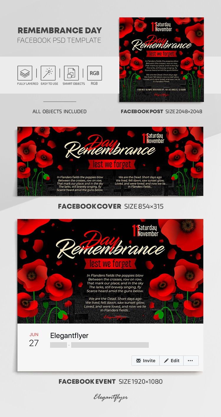 Remembrance Day Facebook by ElegantFlyer