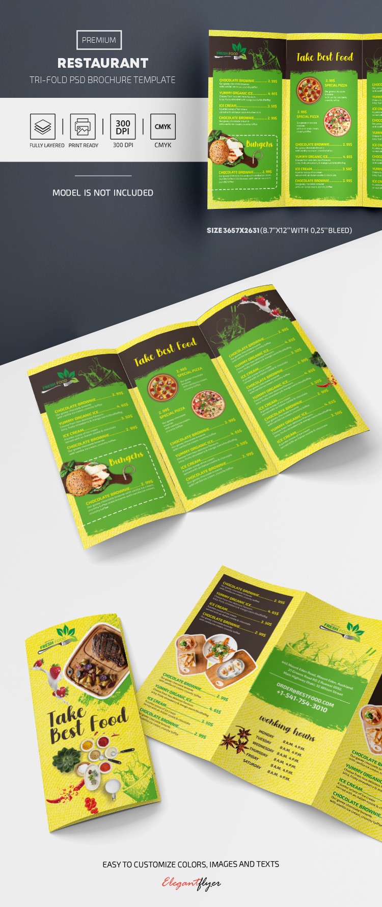 Brochure en trois volets du restaurant by ElegantFlyer