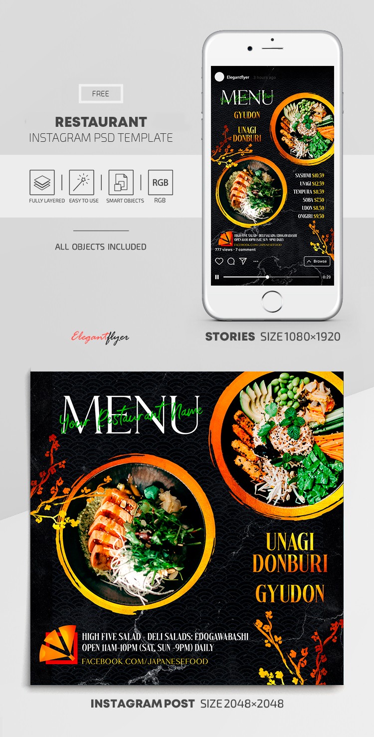 Restaurant Instagram --> Instagram du restaurant by ElegantFlyer