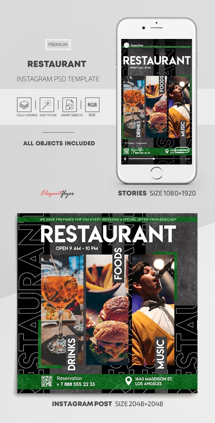 Restaurante en Instagram by ElegantFlyer