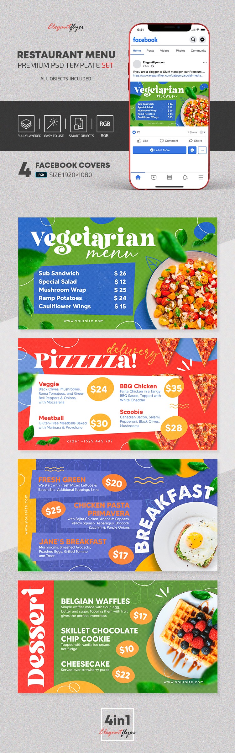 Restaurant Menu Facebook by ElegantFlyer