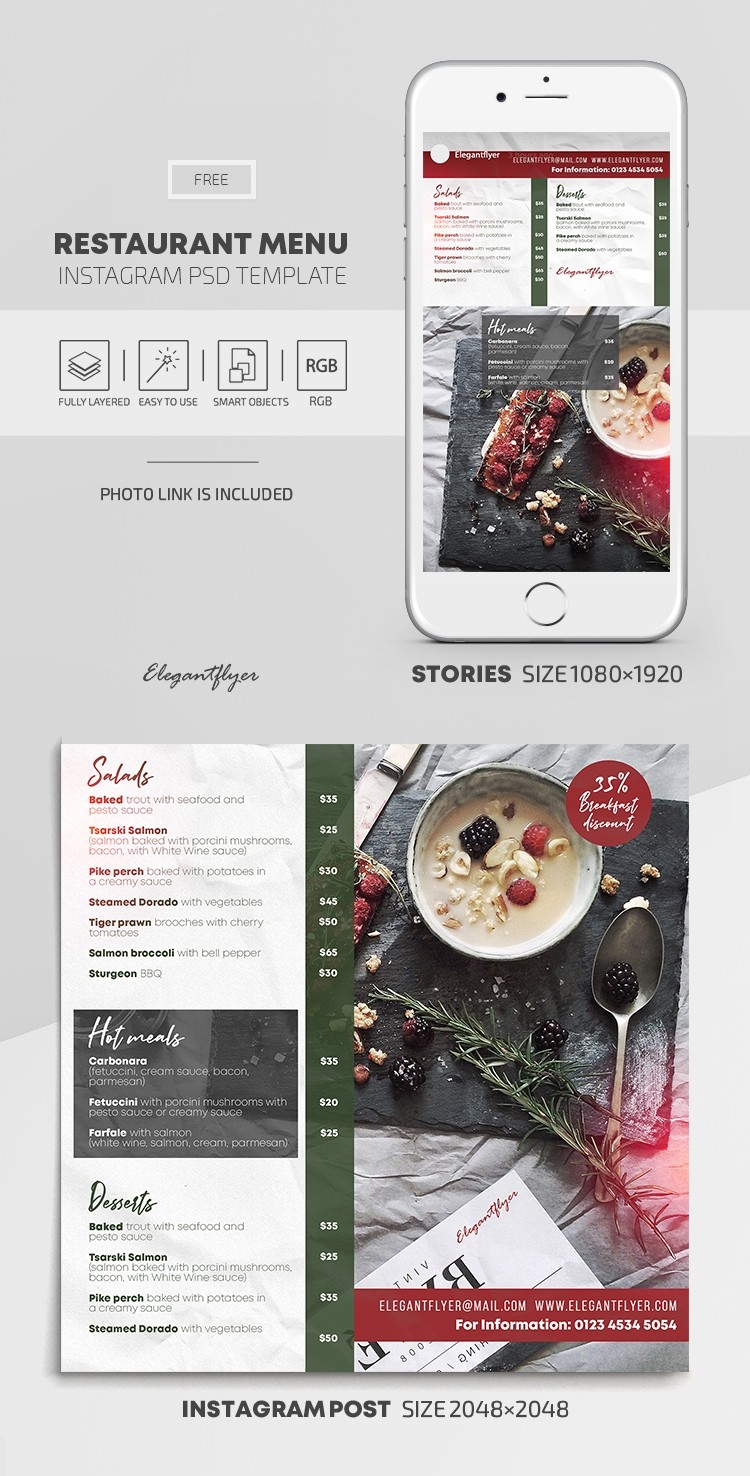 Cardápio do Restaurante Instagram by ElegantFlyer