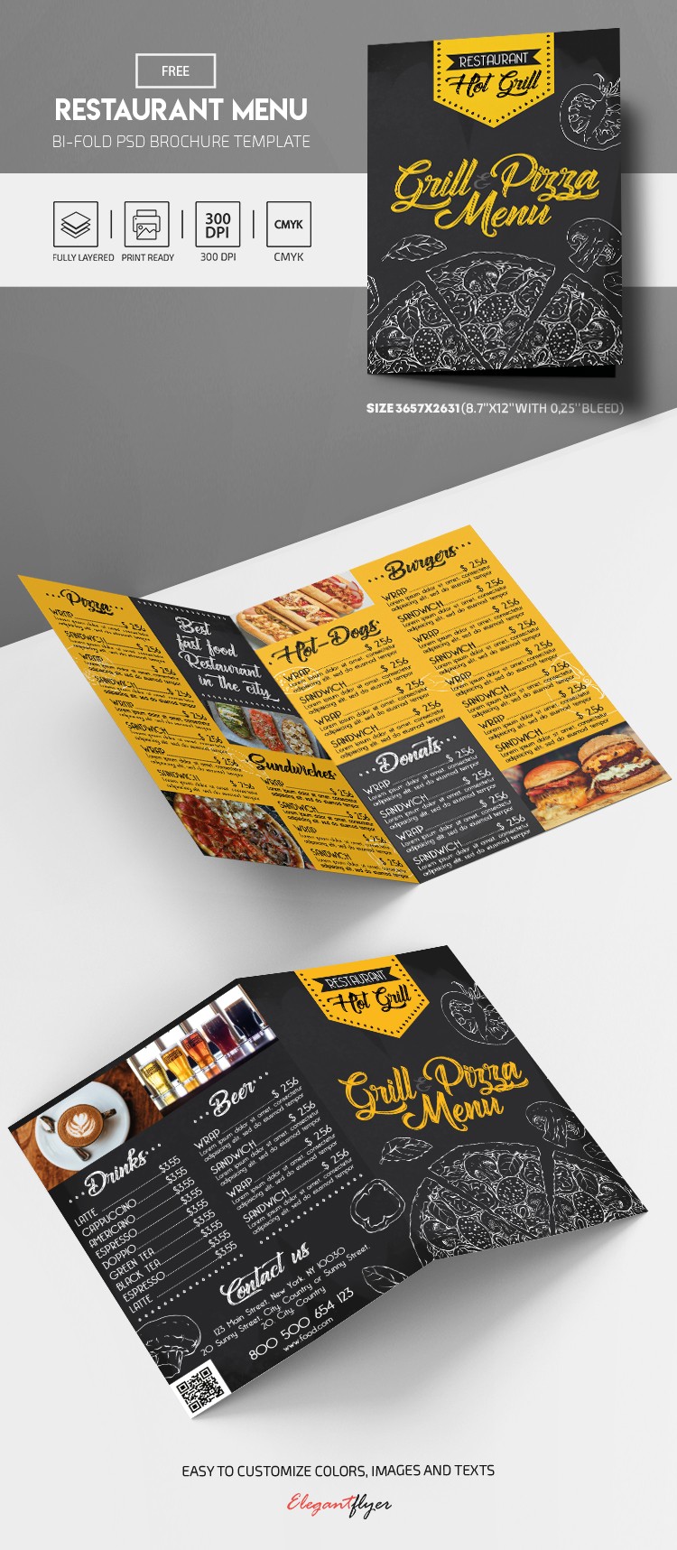 Restaurant Menu Bi-Fold Brochure by ElegantFlyer
