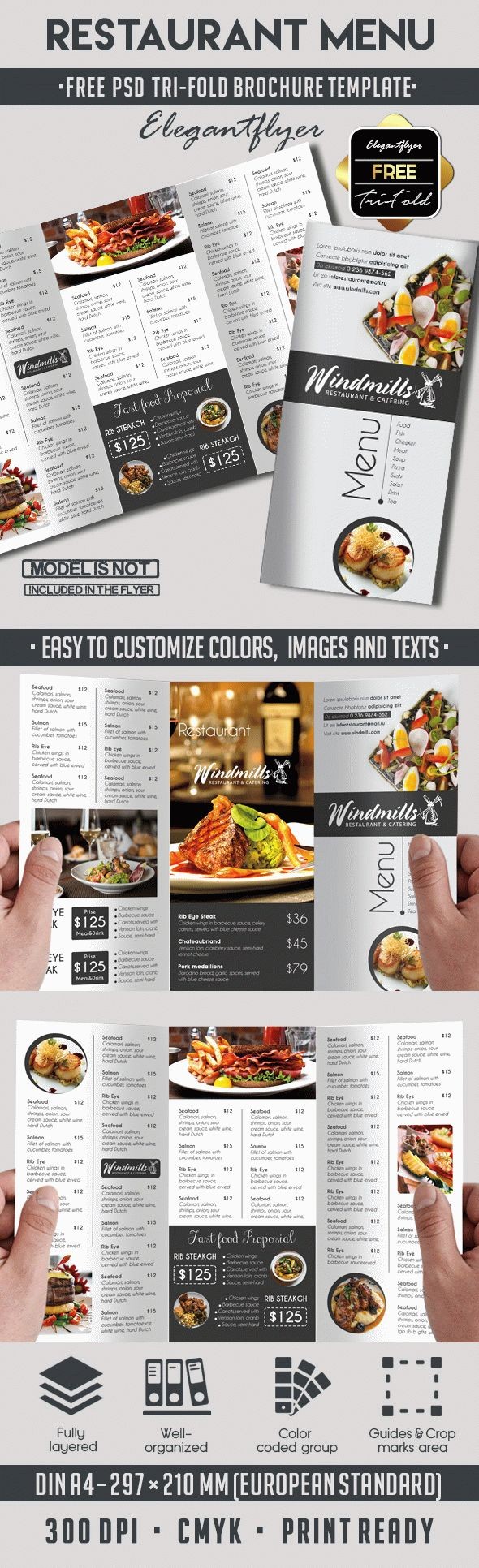 Restaurantmenü Kostenlose Vorlage by ElegantFlyer