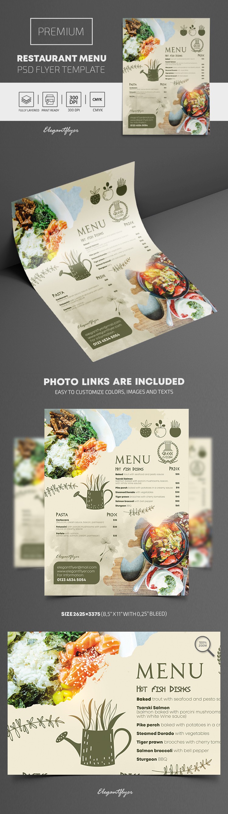 Klasyczny ulotka menu restauracji by ElegantFlyer