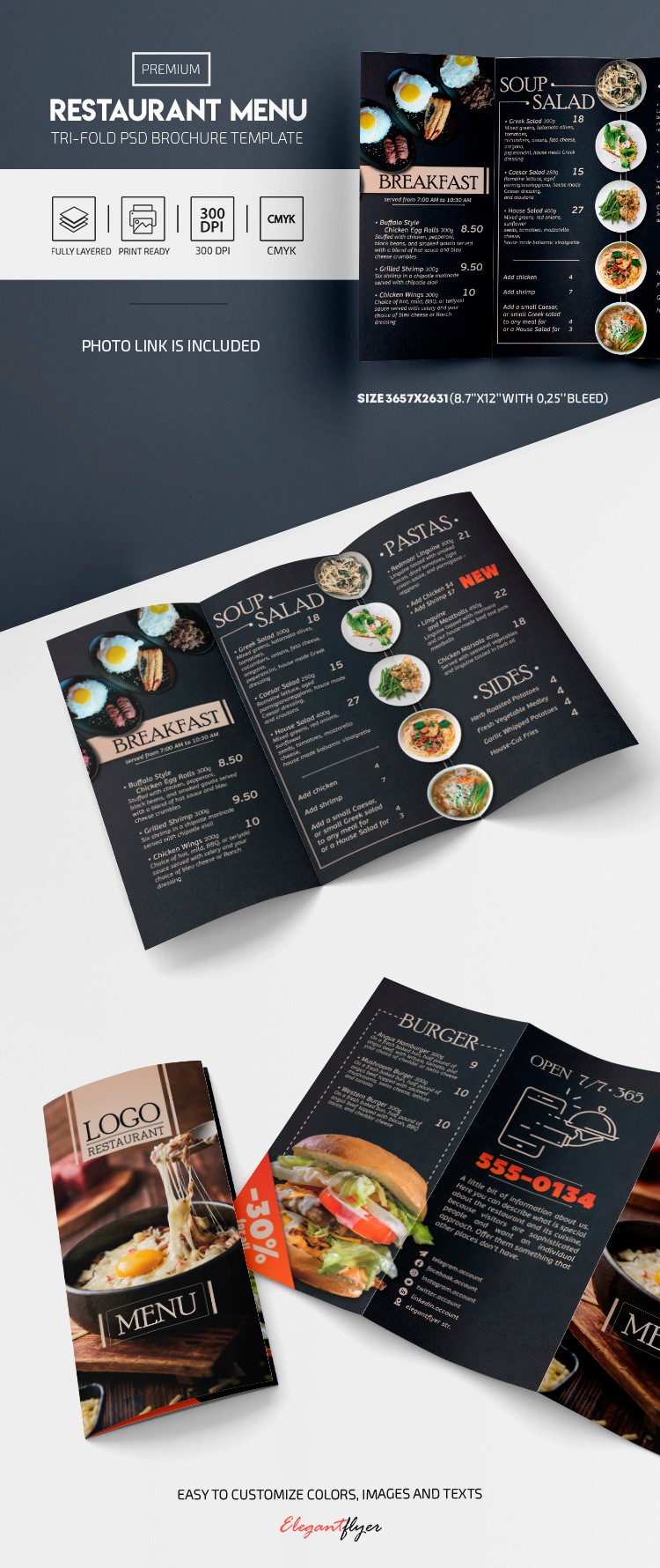 Elegancka karta menu restauracji. by ElegantFlyer