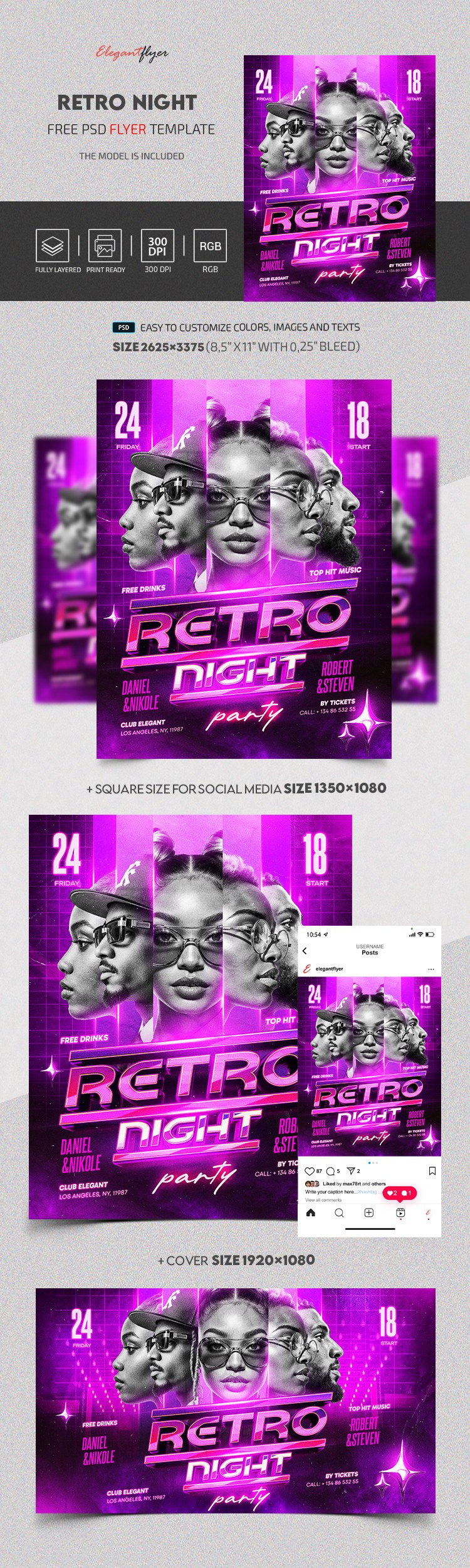 Retro Club Night Flyer by ElegantFlyer