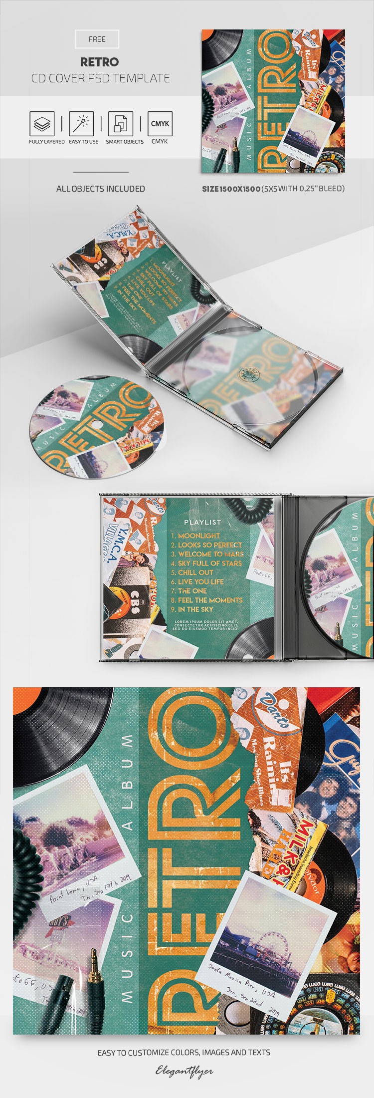 Okrągła okładka CD w stylu retro. by ElegantFlyer