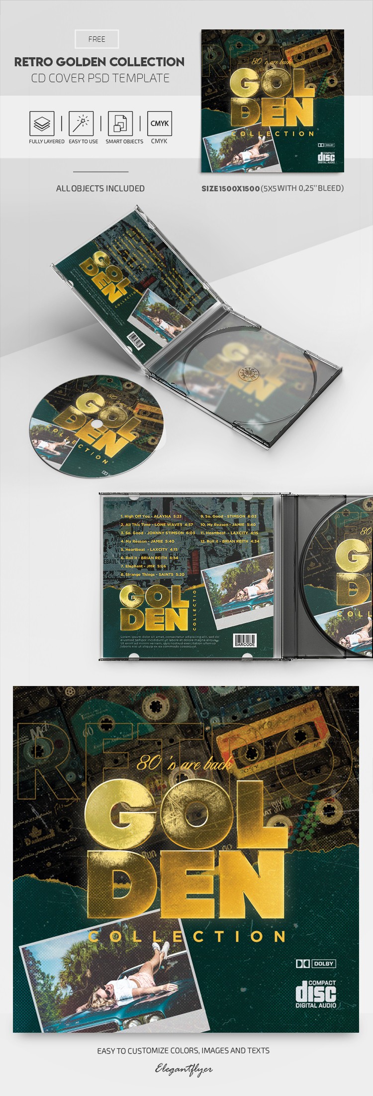 Okładka Retro Golden Collection na CD. by ElegantFlyer