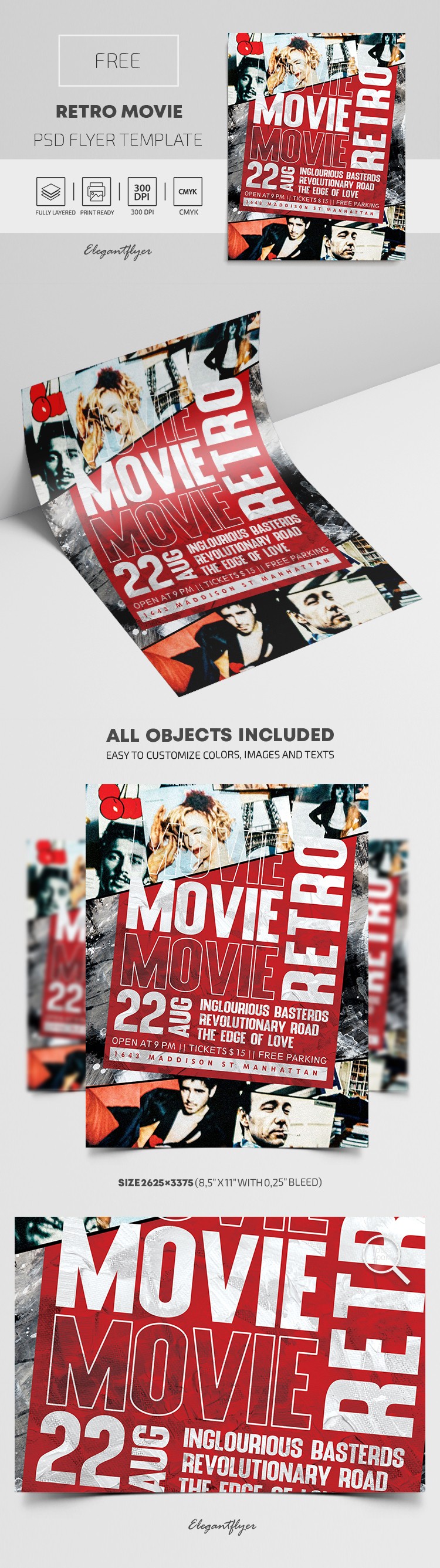 Folleto de película retro by ElegantFlyer