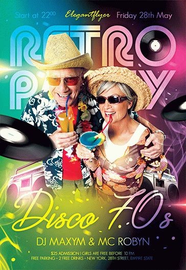 Back To 90's Retro Party PSD Flyer Template #25069 - Styleflyers