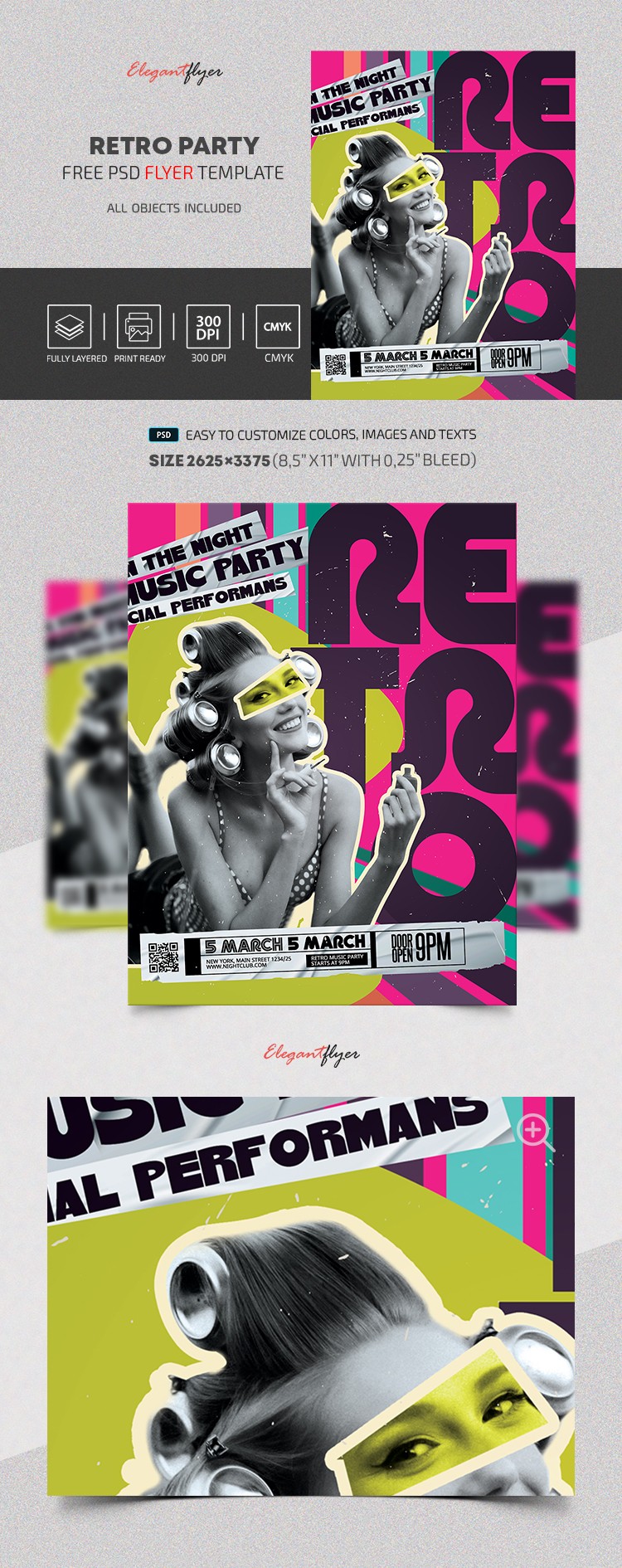 Flyer de soirée rétro by ElegantFlyer