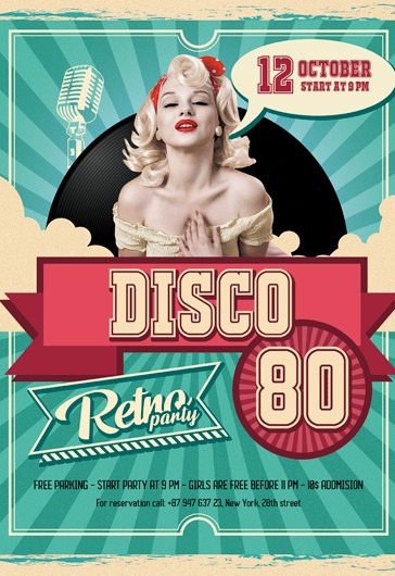 Retro Music Party Free Flyer Template (PSD) - PSDFlyer