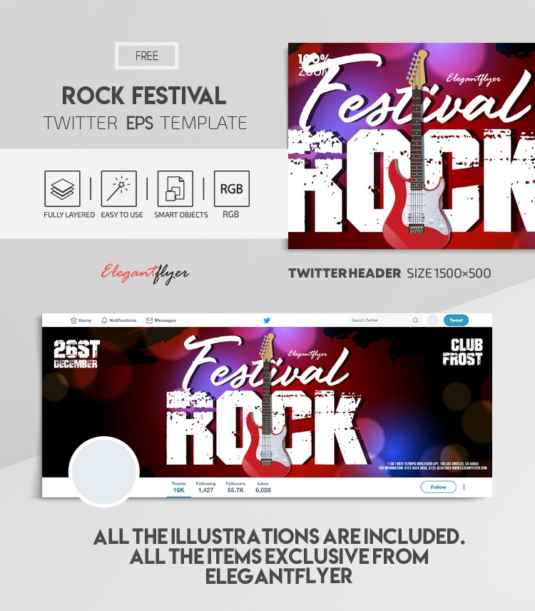 Festival de Rock en Twitter by ElegantFlyer