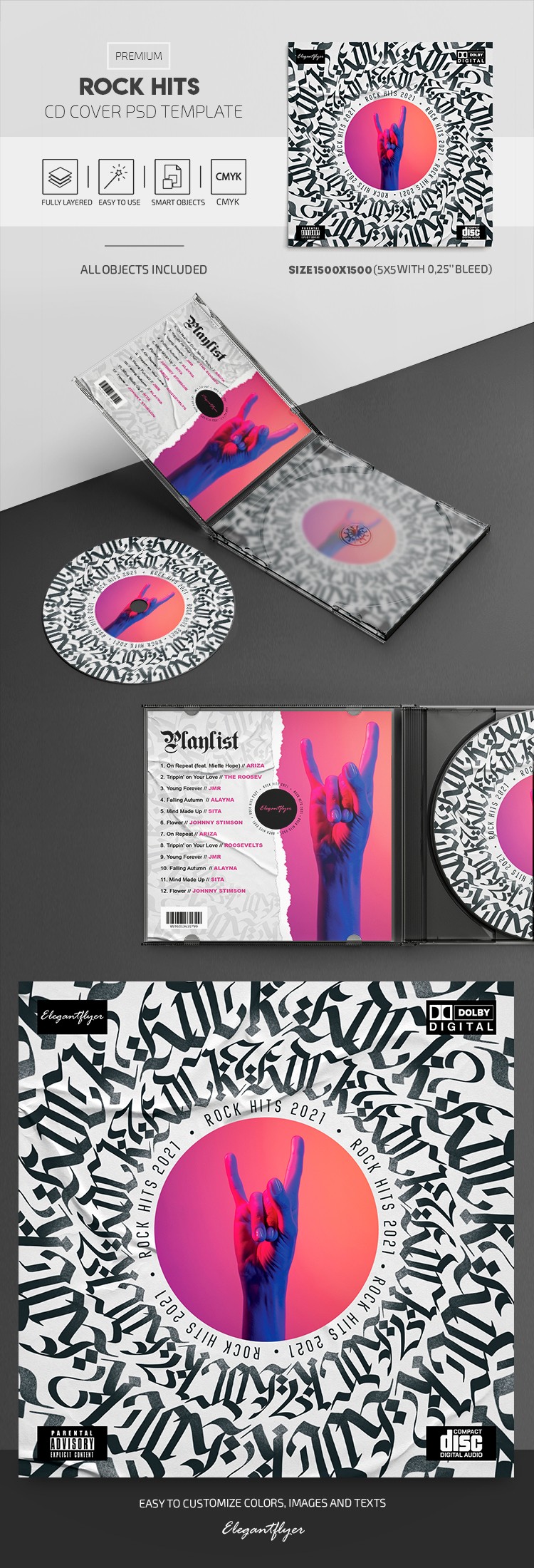 Copertina del CD Rock Hits by ElegantFlyer