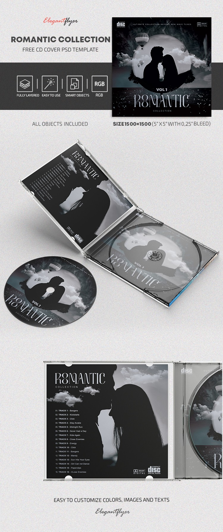 Romantic Collection - Free CD Cover PSD Template by ElegantFlyer
