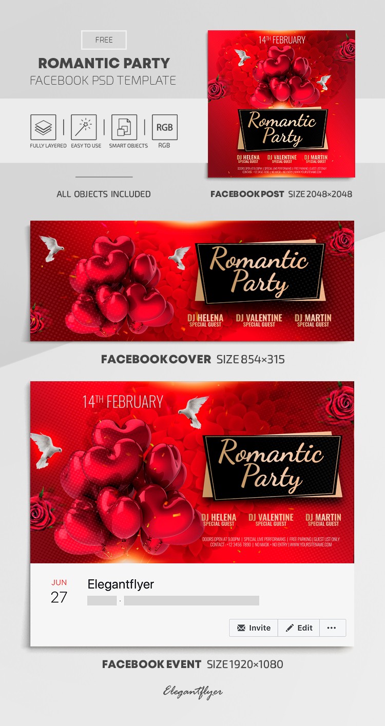 Festa romantica di Facebook by ElegantFlyer