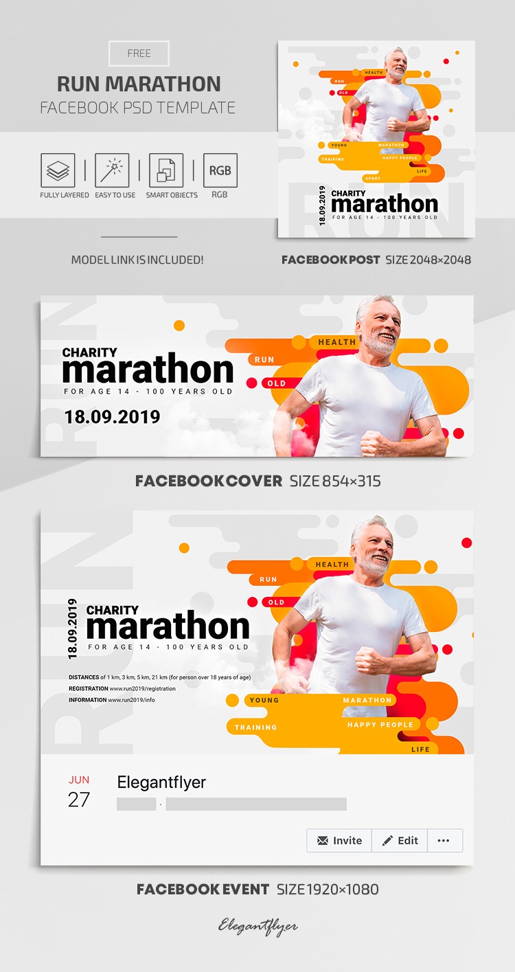 Courir Marathon Facebook by ElegantFlyer