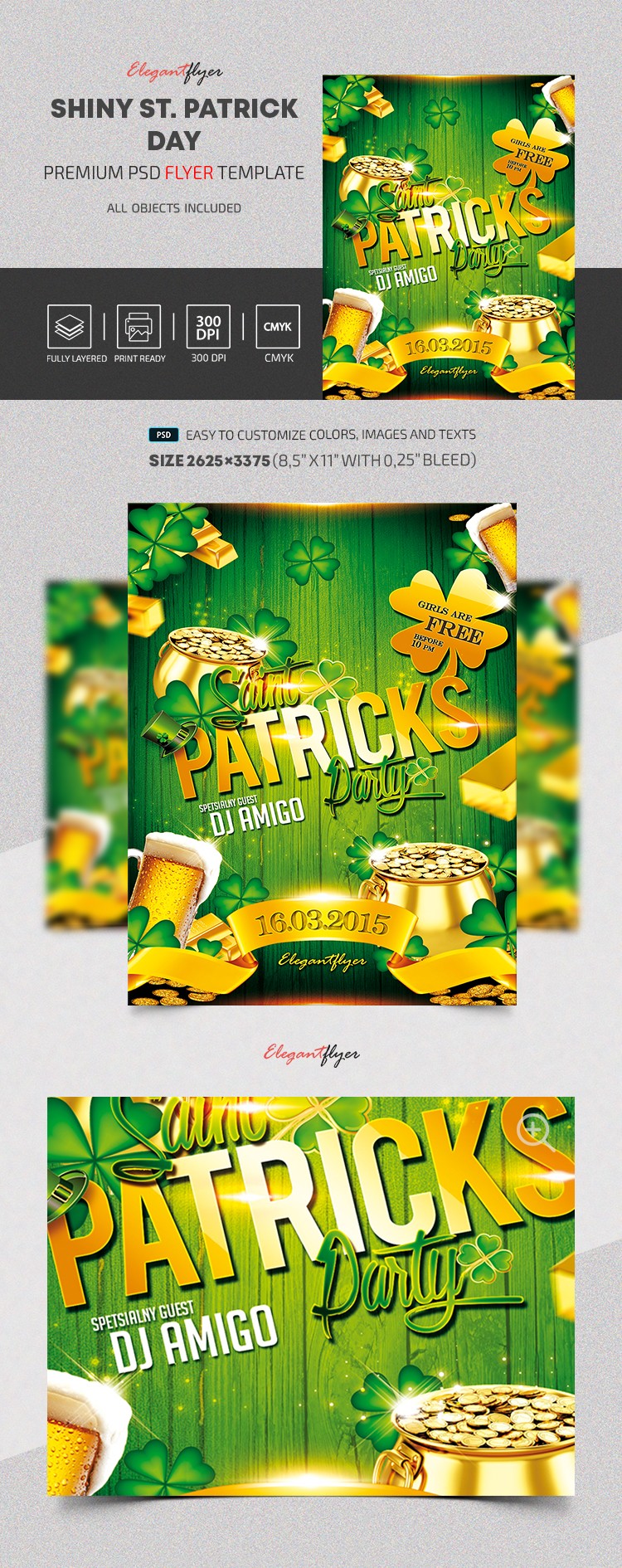 Lśniąca Święto Partyjka Świętego Patryka by ElegantFlyer