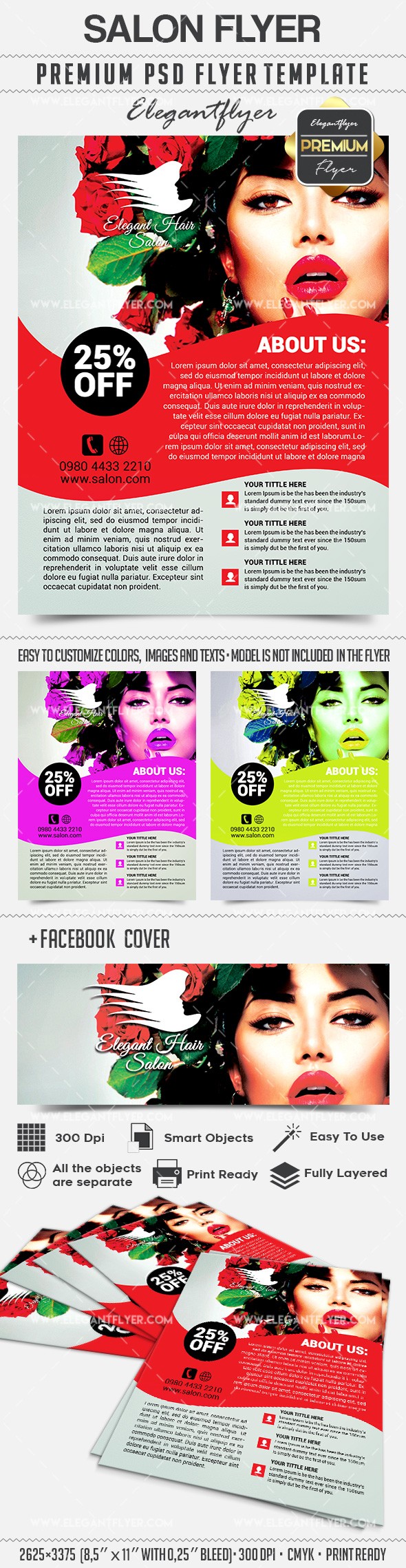 Modèle de flyer pour salon by ElegantFlyer