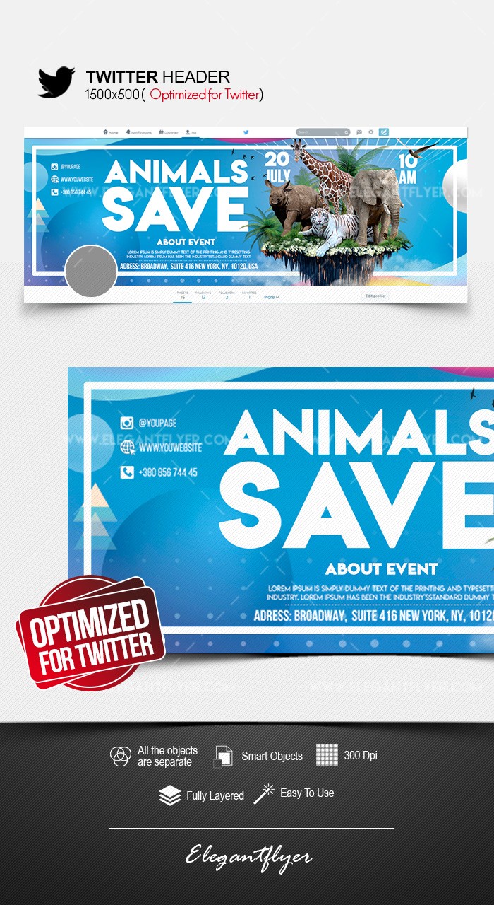 Save the Animals Twitter by ElegantFlyer