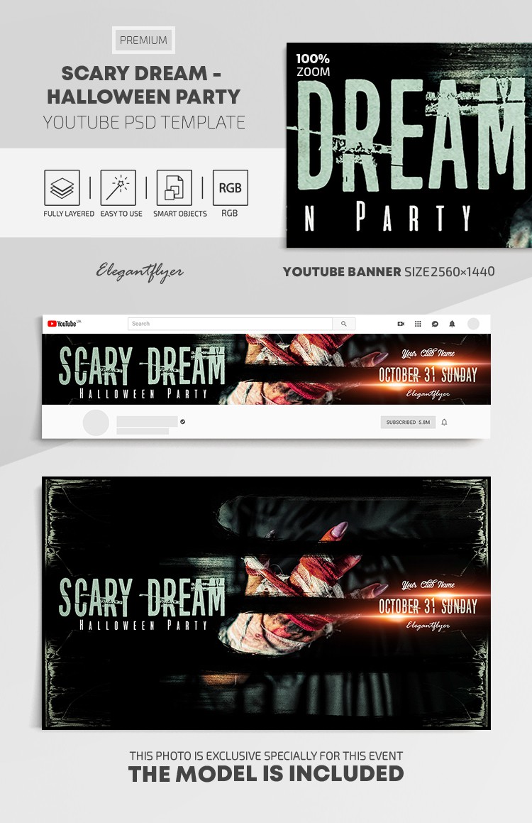 Scary Dream Halloween Party Youtube by ElegantFlyer
