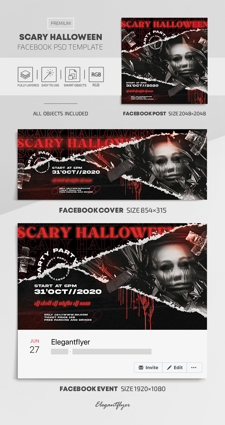 Scary Halloween Facebook by ElegantFlyer