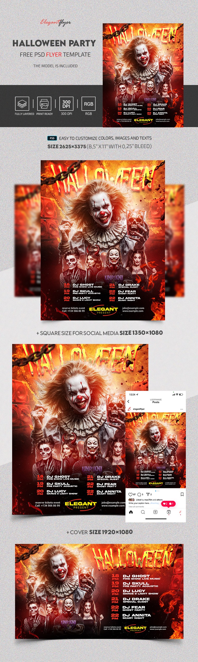 Scary Halloween Party Flyer by ElegantFlyer