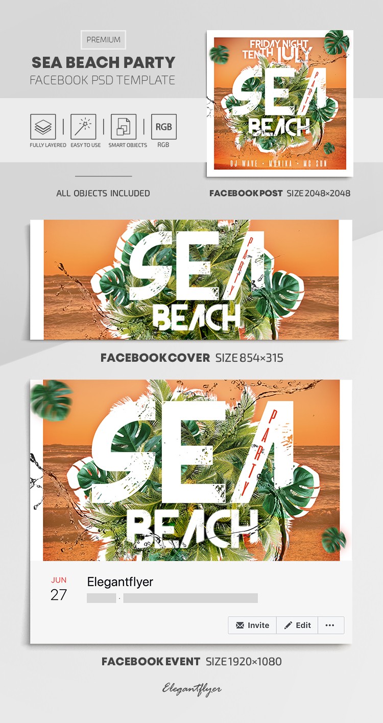 Sea Beach Party Facebook by ElegantFlyer