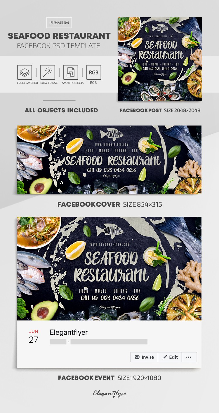 Restaurante de Frutos do Mar no Facebook. by ElegantFlyer
