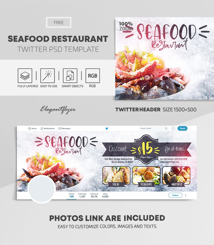 Seafood Restaurant Twitter by ElegantFlyer