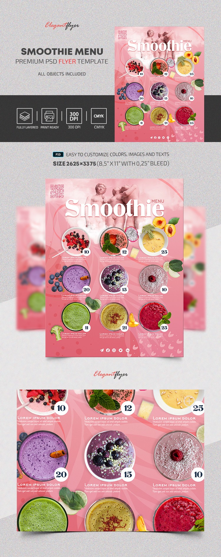 Menu de smoothies à emporter by ElegantFlyer