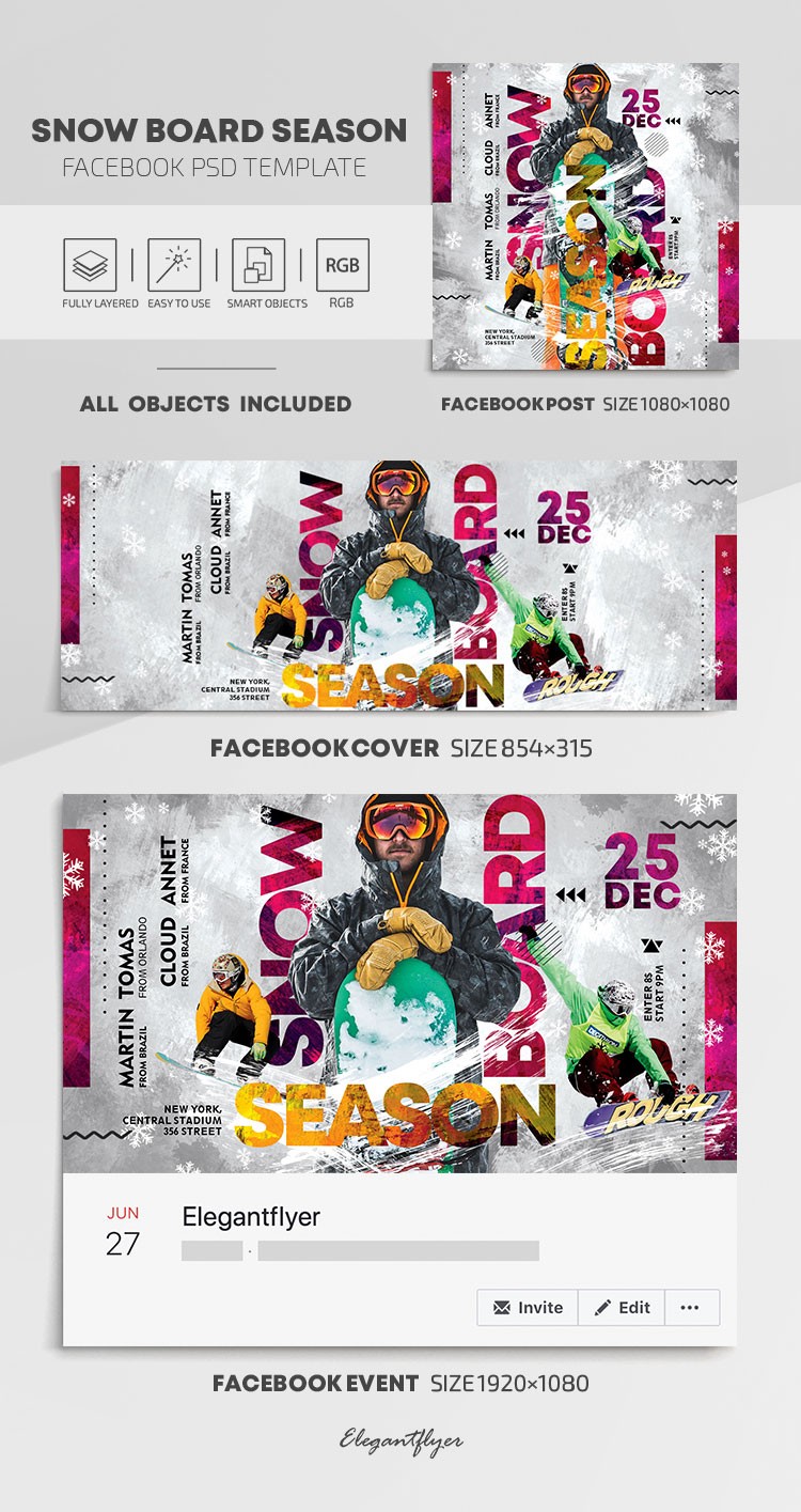 Saison de snowboard sur Facebook by ElegantFlyer