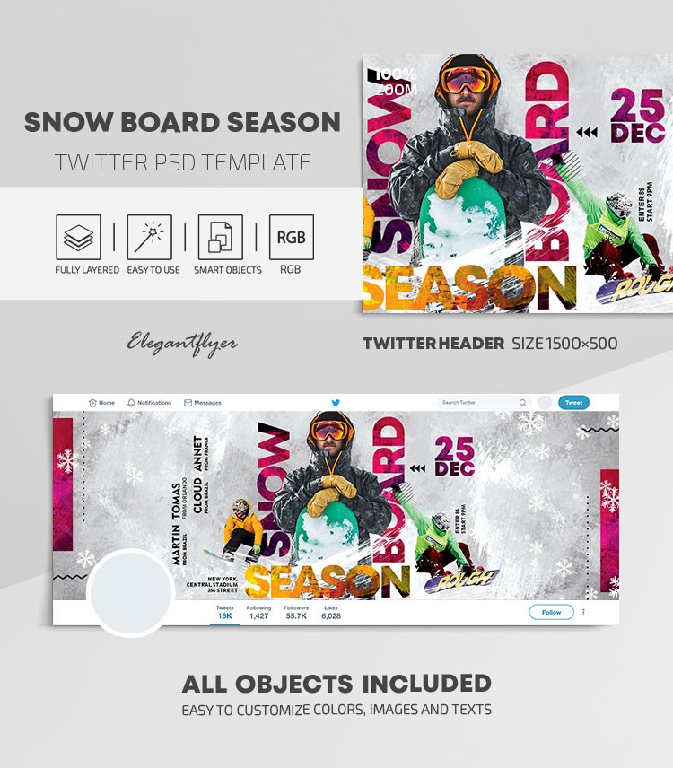 Snow Board Season Twitter by ElegantFlyer